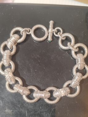 Judith Ripka 925 Toggle Chain Bracelet Stamped 925 Ripka Thai 8" Length